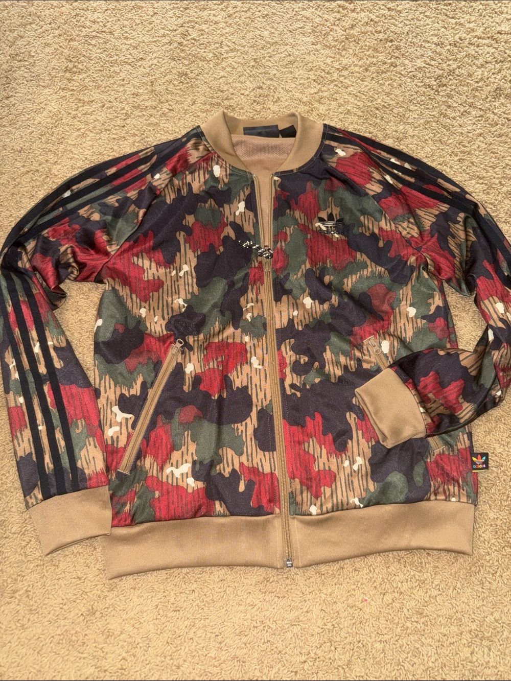 adidas Pharrell Williams Camo Zip Track Jacket - Green, Tan, Red, Navy